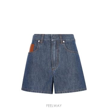 당일배송 펜디 로고 패치 데님 쇼츠