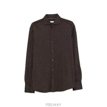 당일배송 브루넬로 쿠치넬리 pinstripe print spread collar shirt
