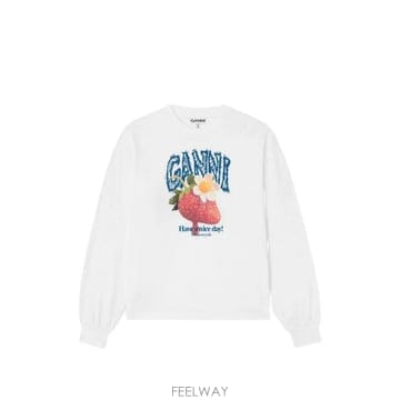 당일배송 가니 스트로베리 프린트 긴소매 티셔츠
