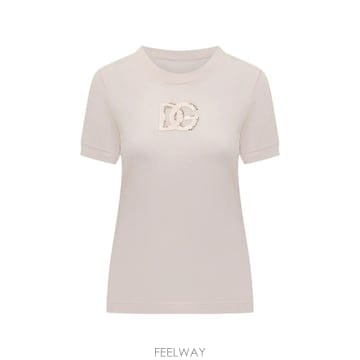 당일배송 돌체앤가바나 크리스털 장식 로고 패치 티셔츠