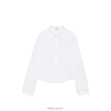 당일배송 알라이아 슬림 핏 페플럼 헴 셔츠