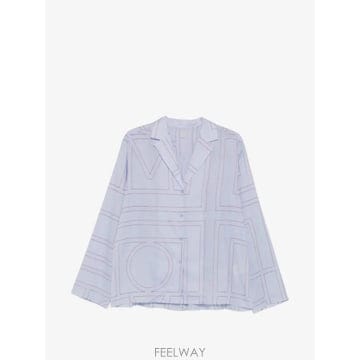 당일배송 토템 모노그램 코튼 혼방 파자마 탑 스카이