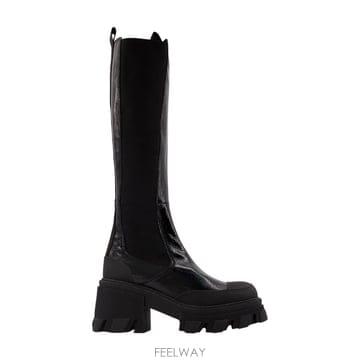 22 F/W 가니 CLEATED 하이 첼시 부츠 GANNI 레더 블랙 B0731653459