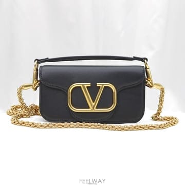 Valentino(발렌티노) 5W2B0K53ZXL 블랙 카프스킨 금장 V로고 로코 스몰 체인 숄더백