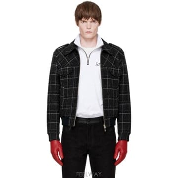 Ernest W. Baker 그레이 체크 보머 재킷 FW26JA96 TP878202663