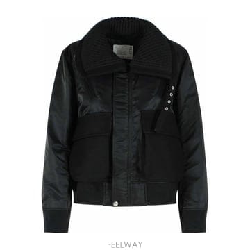 26FW 사카이 Melton 자켓 In 블랙 나일론 2608715001 TP582175432