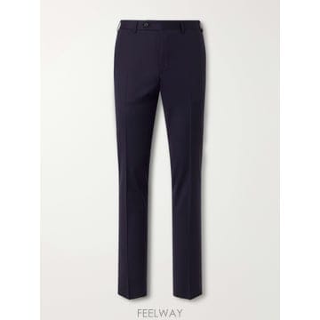 26 FW CANALI 네이비 슬림핏 테이퍼드 울 트윌 수트 팬츠 TP582107928
