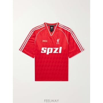 26 FW 아디다스 Red SPZL FC 리버풀 로고 자수 새틴 저지 티셔츠 TP582174911