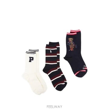 26 FW 폴로 랄프로렌 폴로 베어 스트라이프 양말 세트 3p 455P18196001 TP459109617