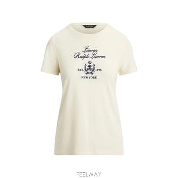 26 FW 로렌 랄프로렌 로고 프린트 티셔츠 KATLINSHORTSLEEVEMASCARPONECREAM TP