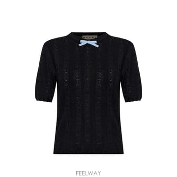 26 FW 마르니 보우 디테일 니트 울 티셔츠 GCMD0680EQUFZ634 TP454458534