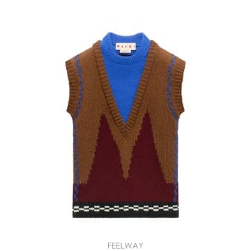 26 FW 마르니 브라운 M 인타르시아 울 레이어드 베스트 GCMD0673Q0UFH100 TP45904309