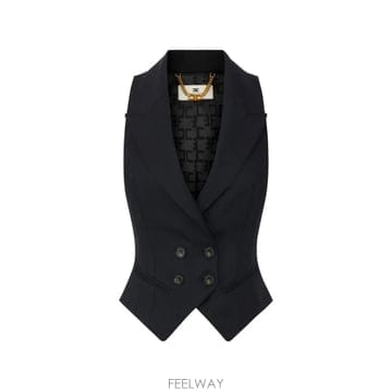 26 FW Elisabetta Franchi 레터링 프린트 더블 브레스티드 베스트 GL00567E2 TP45