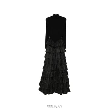 26 FW Elisabetta Franchi 러플 오픈 백 맥시 드레스 AM56S67E2 TP45958304