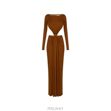 26 FW Elisabetta Franchi 컷아웃 저지 패브릭 레드 카펫 드레스 ABR3467E2 TP45