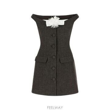 26 FW 셀프포트레이트 브라운 오프숄더 칼라 미니 드레스 AW26076SBR TP457704610