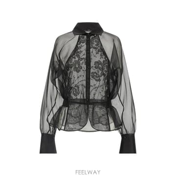 26 FW 에르마노설비노 lace panelled peplum shirt D492K700APORG TP459