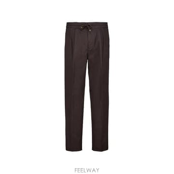 26 FW 브루넬로 쿠치넬리 가먼트 다이 트위스트 코튼 개버딘 드로스트링 더블 플리츠 팬츠 M252DE171