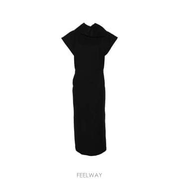 26 FW Issey Miyake 기하학적인 비대칭 미디 드레스 IM68FH026 TP459471578