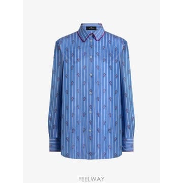26 FW 에트로 코튼 자카드 트리밍 필 쿠페 스트라이프 앤 플라워 모티프 셔츠 WRIA001399TJ51C