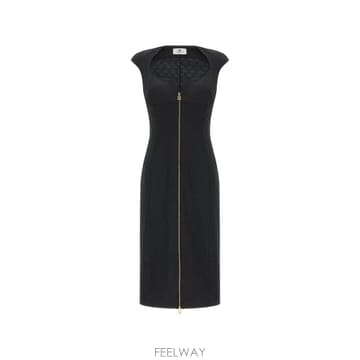 26 FW Elisabetta Franchi 스윗하트 넥 지퍼 미디 드레스 AB90061E2 TP459078