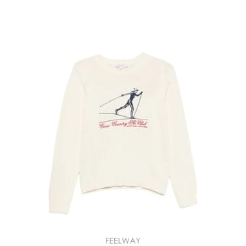 26 FW 스포티앤리치 그래픽 프린트 골지 트리밍 스웨터 WS0658200WH TP459462366