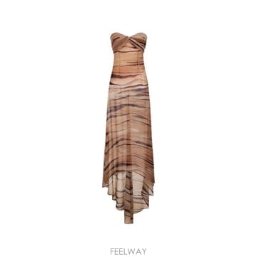 26 FW Elisabetta Franchi 타이거 프린트 스트랩리스 맥시 드레스 ABR5562E2 TP45