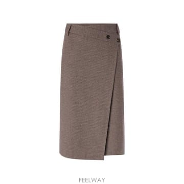 26 FW PINKO 체크 패턴 카프스킨 랩 스커트 107713A3MQ TP459716686