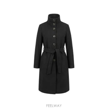 26 FW PINKO 하이 넥 앤 벨트 울 혼방 코트 107521A3FG TP457463473