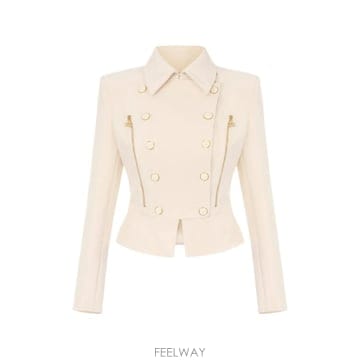 26 FW Elisabetta Franchi 더블 레이어 스트레치 크레이프 패브릭 재킷 GI26966E2 T