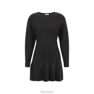 26 FW Elisabetta Franchi 골지 플리츠 미니 드레스 AM12S66E2 TP455993185