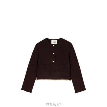 26 FW 마쥬 체인 트리밍 칼라리스 크롭 재킷 MFPVE00845 TP458904052
