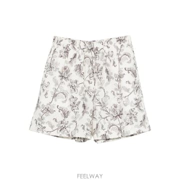 26 FW Golden Goose 플로럴 프린트 블랙 앤 화이트 코튼 포플린 쇼츠 GWP02660P00233