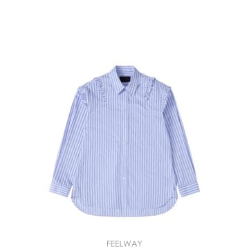 26 FW 시몬 로샤 러플 트리밍 스트라이프 셔츠 54771351PALEBLUE TP458136588