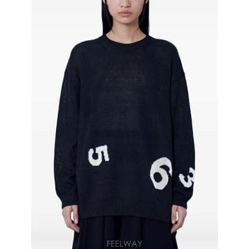 26 FW 요지야마모토 numeric motif long sleeve sweater FWK31371 TP45
