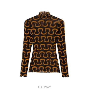 26 FW PUCCI 온다 프린트 하이 넥 튤 탑 6UJM176U829 TP459711862