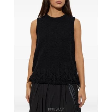 Yohji Yamamoto 26 FW �����߸����� knitted 3 stripes fringy vest KR1123 TP4597384326 FW �����߸����� knitted 3 stripes fringy vest KR112