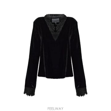 26 FW 가니 레이스 트리밍 벨벳 탑 A1040480 TP458989654