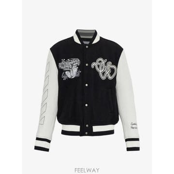 26 FW 오프화이트 로고 패치 패널 보머 재킷 44MEH053F26F001 TP458602580