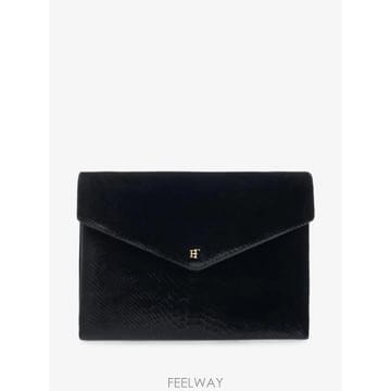 26 FW Elisabetta Franchi 벨벳 크로커다일 프린트 텍스처 오버 숄더 백 BS26A67E2