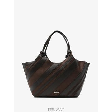 26 FW 디케이앤와이 파울라 사선 스트라이프 미디엄 토트 백 R63AME49CBE TP458983877