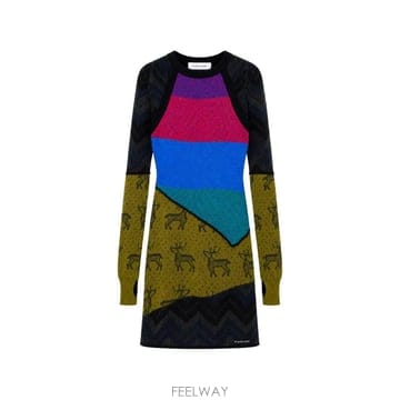 26 FW 마린세르 패치워크 인타르시아 니트 미니 드레스 D175DW22WU TP456104886