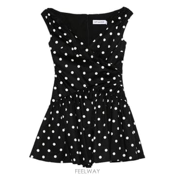 26 FW 셀프포트레이트 V넥 폴카 도트 미니 드레스 RS26209SB TP456477132