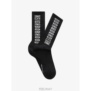 26 FW 네이버후드 로고 인타르시아 골지 양말 252WINHUWM01BK TP458978944