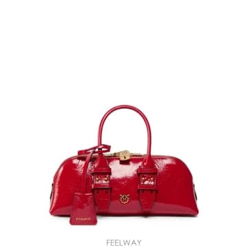 26 FW PINKO 이스케이프 백 호리즌탈 뉴 샤이니 레더 스몰 핸드백 105334A2JC TP456779