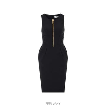 26 FW Elisabetta Franchi 테크니컬 패브릭 지퍼 드레스 AB87766E2 TP4593249