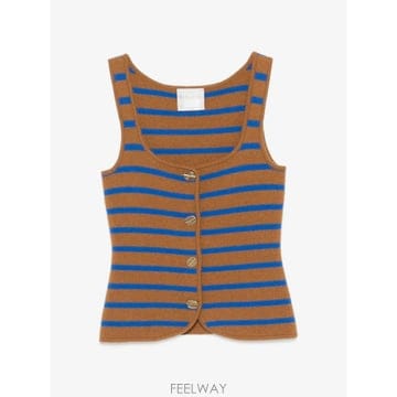 26 FW Forte Forte 스트라이프 버튼 베스트 15145MYKNIT TP456081104