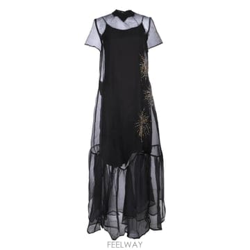 26 FW 스타우드 칼루나 장식 디테일 러플 맥시 드레스 R26R2208ID TP456077933