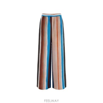 26 FW 펜디 스트라이프 프린트 실크 팔라초 팬츠 FR6494AMET TP456253773