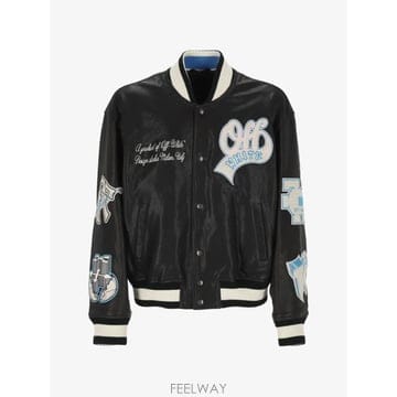 26 FW 오프화이트 patch detail leather bomber jacket 44MJA142F26L0